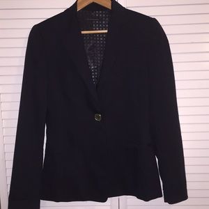 Elie Tahari navy herringbone virgin wool blazer